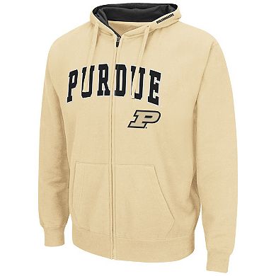 Men's Colosseum Gold Purdue Boilermakers Arch & Logo 3.0 Full-Zip Hoodie