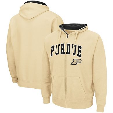 Men's Colosseum Gold Purdue Boilermakers Arch & Logo 3.0 Full-Zip Hoodie