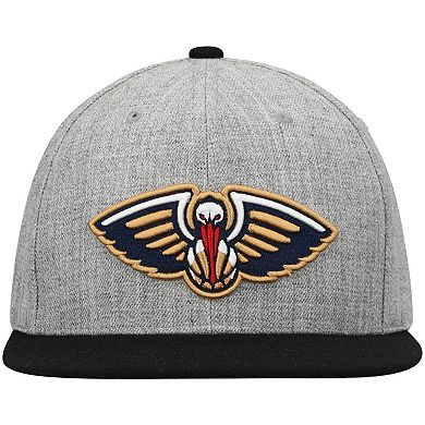 Men's Mitchell & Ness Heathered Gray/Black New Orleans Pelicans Heathered Underpop Snapback Hat