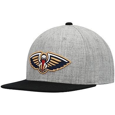 Men's Mitchell & Ness Heathered Gray/Black New Orleans Pelicans Heathered Underpop Snapback Hat