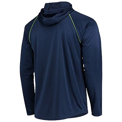 Men's Starter Navy Seattle Seahawks Raglan Long Sleeve Hoodie T-Shirt