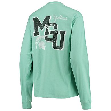 Women's League Collegiate Wear Green Michigan State Spartans Pocket Oversized Long Sleeve T-Shirt