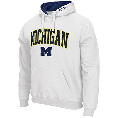 Men's Colosseum White Michigan Wolverines Arch & Logo 3.0 Pullover Hoodie