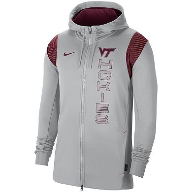Men's Nike Gray Virginia Tech Hokies 2021 Sideline Performance Full-Zip Hoodie