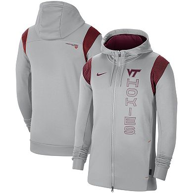 Men's Nike Gray Virginia Tech Hokies 2021 Sideline Performance Full-Zip Hoodie