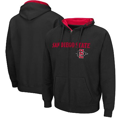 Men's Colosseum Black San Diego State Aztecs Arch & Logo 3.0 Full-Zip Hoodie