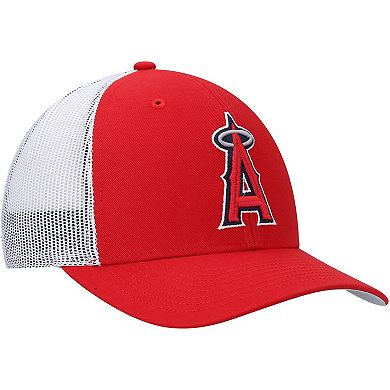 Men's '47 Red/White Los Angeles Angels Primary Logo Trucker Snapback Hat