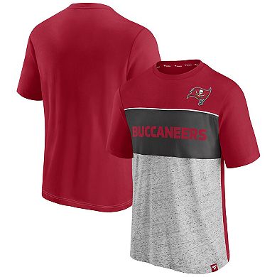 Men's Fanatics Branded Red/Heathered Gray Tampa Bay Buccaneers Colorblock T-Shirt