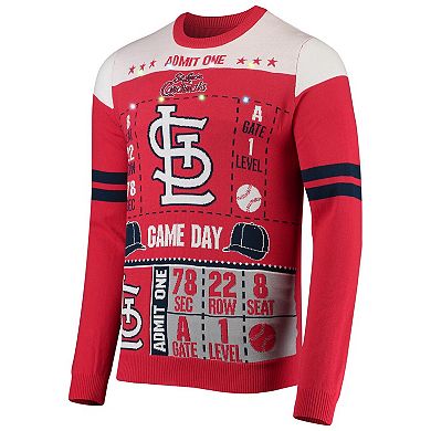 Men's FOCO Red St. Louis Cardinals Ticket Light-Up Ugly Sweater