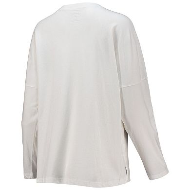 Women's League Collegiate Wear White Clemson Tigers Clothesline Oversized Long Sleeve T-Shirt