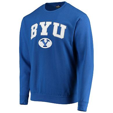 Men's Colosseum Royal BYU Cougars Team Arch & Logo Tackle Twill Pullover Sweatshirt