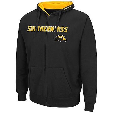 Men's Colosseum Black Southern Miss Golden Eagles Arch & Logo 3.0 Full-Zip Hoodie