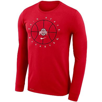 Men's Nike Red Ohio State Buckeyes Basketball Icon Legend Performance Long Sleeve T-Shirt