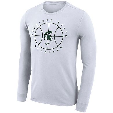 Men's Nike White Michigan State Spartans Basketball Icon Legend Performance Long Sleeve T-Shirt