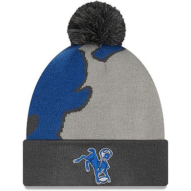 Men's New Era Graphite Indianapolis Colts Logo Whiz Redux Cuffed Knit Hat