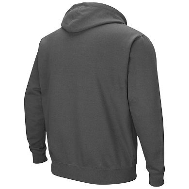Men's Colosseum Charcoal Navy Midshipmen Arch & Logo 3.0 Pullover Hoodie