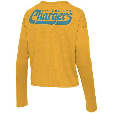 Women's Junk Food Gold Los Angeles Chargers Pocket Thermal Long Sleeve T-Shirt