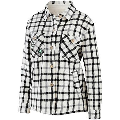 Women's WEAR by Erin Andrews Oatmeal Dallas Stars Plaid Button-Up Shirt Jacket