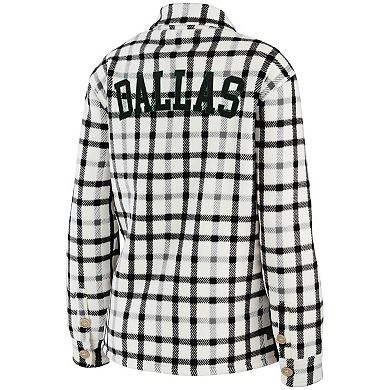 Women's WEAR by Erin Andrews Oatmeal Dallas Stars Plaid Button-Up Shirt Jacket