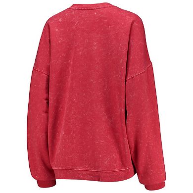 Women's ZooZatz Crimson Alabama Crimson Tide Garment Wash Oversized Vintage Pullover Sweatshirt