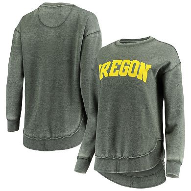 Women's Pressbox Green Oregon Ducks Vintage Wash Pullover Sweatshirt