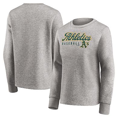 Women's Fanatics Branded Heathered Gray Oakland Athletics Crew Pullover Sweater