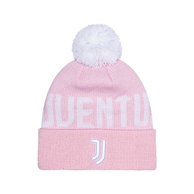 Men's Pink Juventus Pixel Neon Cuffed Knit Hat with Pom