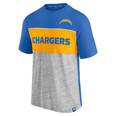 Men's Fanatics Branded Powder Blue/Heathered Gray Los Angeles Chargers Colorblock T-Shirt