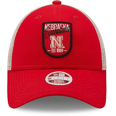 Women's New Era Scarlet Nebraska Huskers Retro State Trucker 9FORTY Snapback Hat