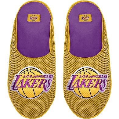 Men's FOCO Los Angeles Lakers Big Logo Colorblock Mesh Slippers