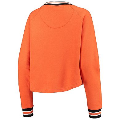 Women's Pressbox Orange Clemson Tigers Cali Cozy Raglan Crop Pullover Sweatshirt
