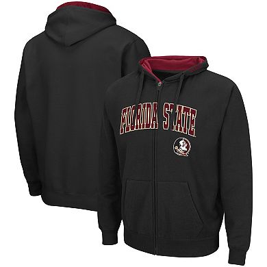 Men's Colosseum Black Florida State Seminoles Arch & Logo 3.0 Full-Zip Hoodie