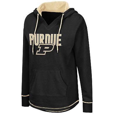 Women's Colosseum Black Purdue Boilermakers Tunic Pullover Hoodie