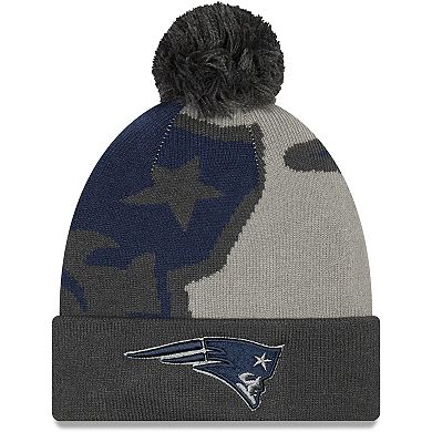 Men's New Era Graphite New England Patriots Logo Whiz Redux Cuffed Knit Hat