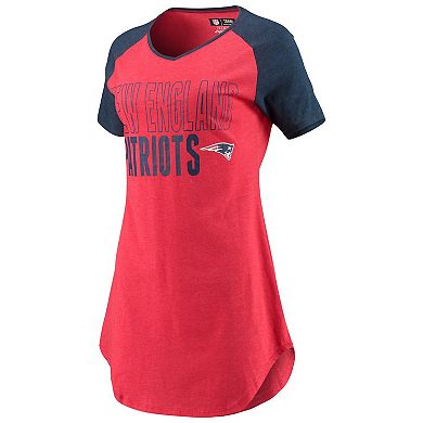 Women's Concepts Sport Red/Heathered Navy New England Patriots Meter Raglan V-Neck Knit Nightshirt