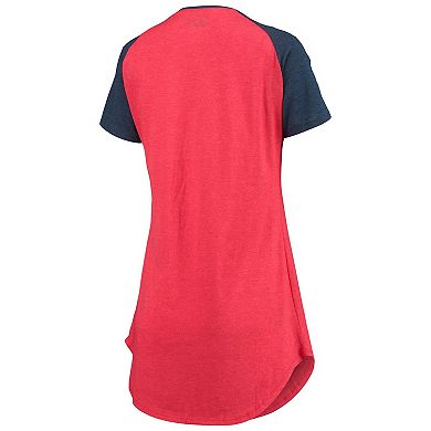 Women's Concepts Sport Red/Heathered Navy New England Patriots Meter Raglan V-Neck Knit Nightshirt