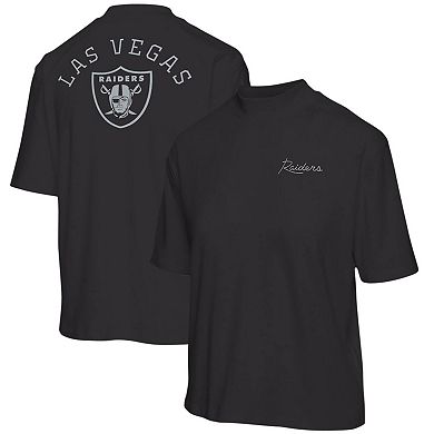 Women's Junk Food Black Las Vegas Raiders Half-Sleeve Mock Neck T-Shirt
