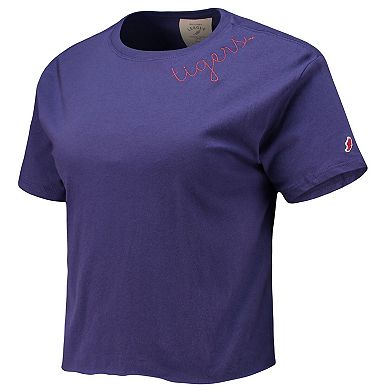 Women's League Collegiate Wear Purple Clemson Tigers Chain Stitch Clothesline Crop Top