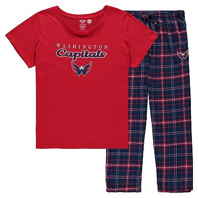 Women's Concepts Sport Red Washington Capitals Plus Size Lodge T-Shirt & Pants Sleep Set