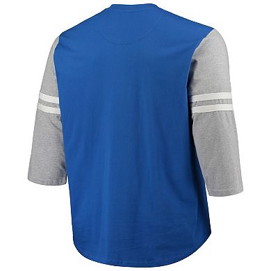 Men's Mitchell & Ness Royal Los Angeles Rams Big & Tall Henley 3/4-Sleeve T-Shirt