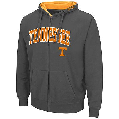 Men's Colosseum Charcoal Tennessee Volunteers Arch & Logo 3.0 Full-Zip Hoodie