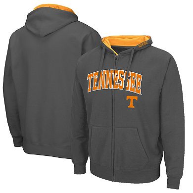 Men's Colosseum Charcoal Tennessee Volunteers Arch & Logo 3.0 Full-Zip Hoodie