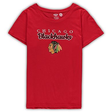 Women's Concepts Sport Red Chicago Blackhawks Plus Size Lodge T-Shirt & Pants Sleep Set