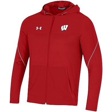 Men's Under Armour Red Wisconsin Badgers 2021 Sideline Warm-Up Full-Zip Hoodie