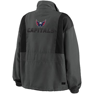 Women's WEAR by Erin Andrews Charcoal Washington Capitals Popover Packable Half-Zip Jacket