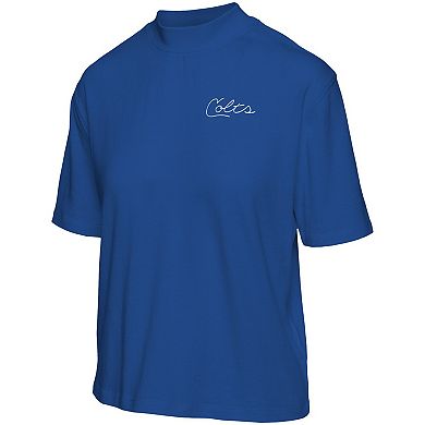 Women's Junk Food Royal Indianapolis Colts Half-Sleeve Mock Neck T-Shirt