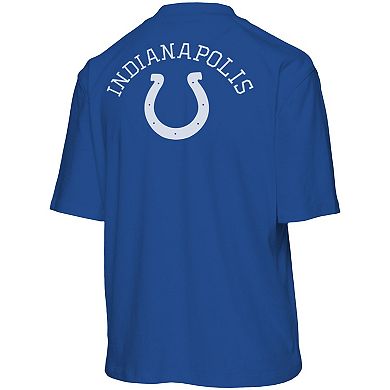 Women's Junk Food Royal Indianapolis Colts Half-Sleeve Mock Neck T-Shirt