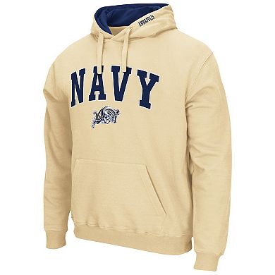 Men's Colosseum Gold Navy Midshipmen Arch & Logo 3.0 Pullover Hoodie