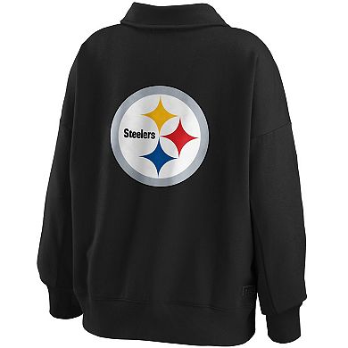 Women's WEAR by Erin Andrews Black Pittsburgh Steelers Half-Zip Sweatshirt