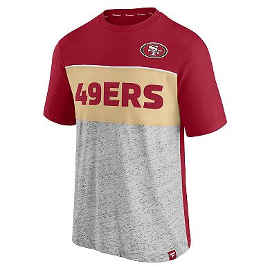 Men's Fanatics Branded Scarlet/Heathered Gray San Francisco 49ers Colorblock T-Shirt
